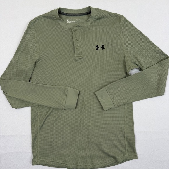 Lot of 2 Under Armour Mens Waffle Knit Henley Shirts Navy Olive Green Small - Picture 2 of 16